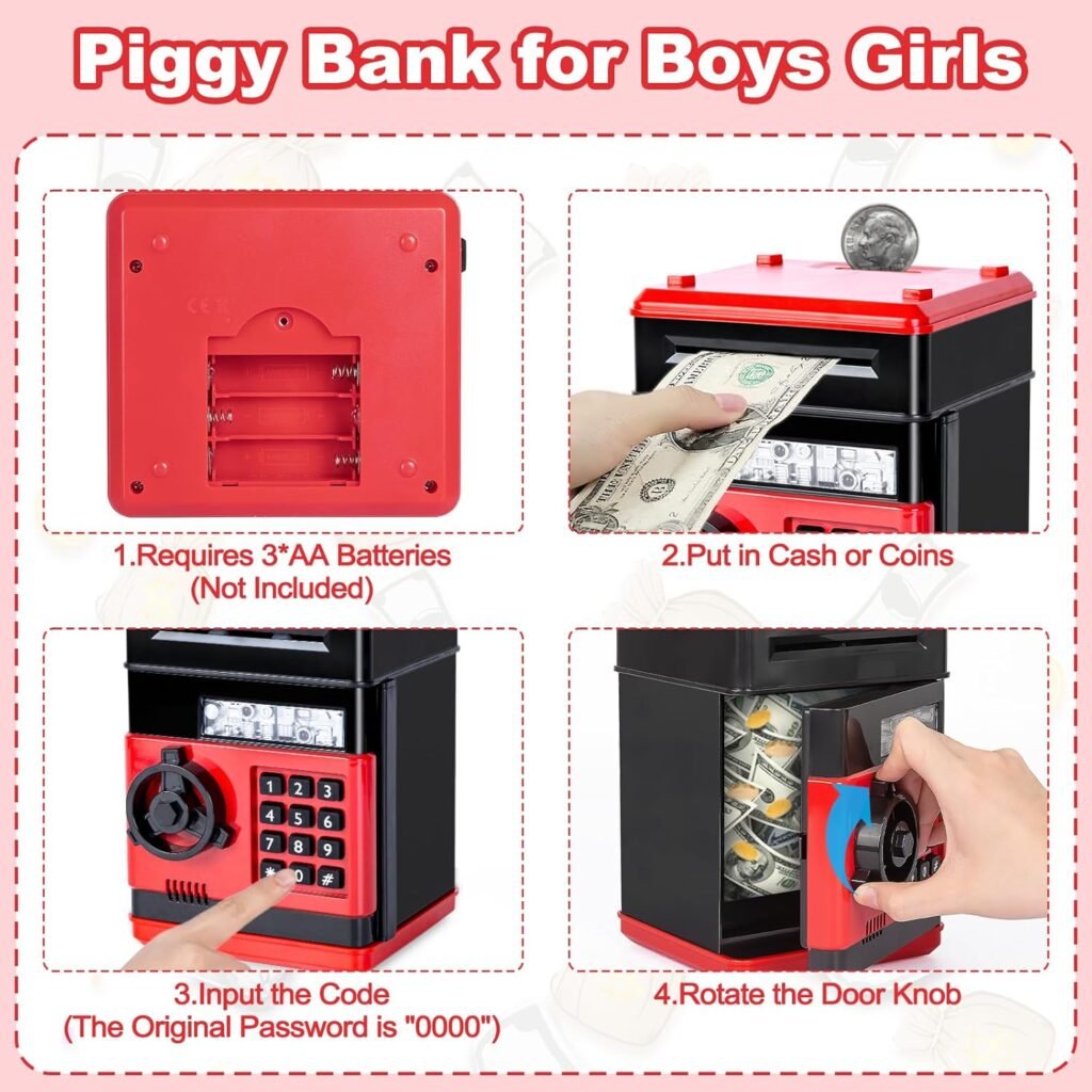 Refasy Piggy Bank Cash Coin Can ATM Bank Electronic Coin Money Bank for Kids-Hot Gift