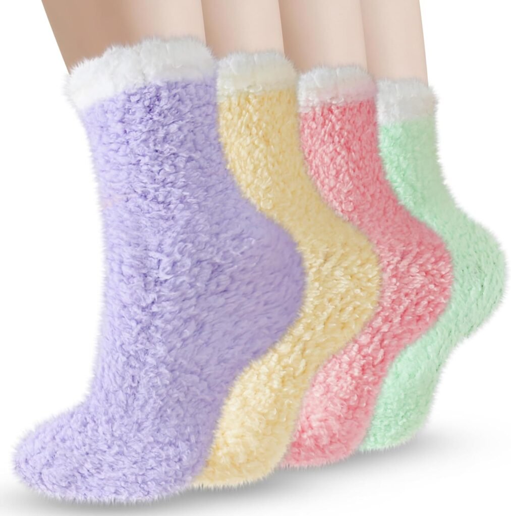 TEHOOK Fuzzy Socks Soft Cozy Fluffy Slipper Winter Warm Plush Socks Christmas Stocking Stuffers Gifts for Women