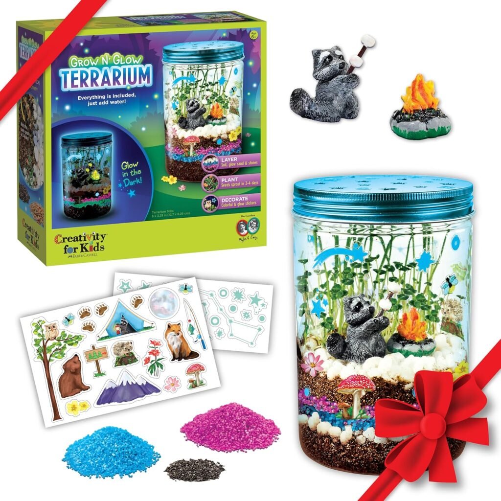 Creativity for Kids Grow N Glow Terrarium Kit for Kids - Educational Science Kits Ages 6-8+, Kids Gifts for Boys and Girls, Craft and STEM Projects