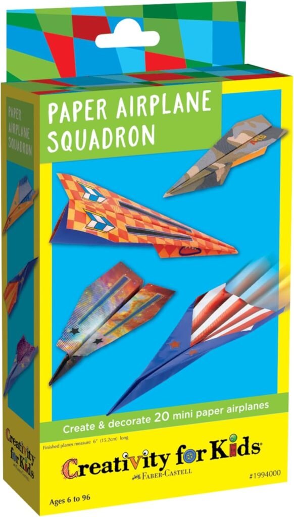 Creativity for Kids Paper Airplane Squadron - Create 20 Paper Airplanes, Crafts for Boys and Girls, Stocking Stuffers and Gift for Boys, Kids Activities for Ages 6-8+