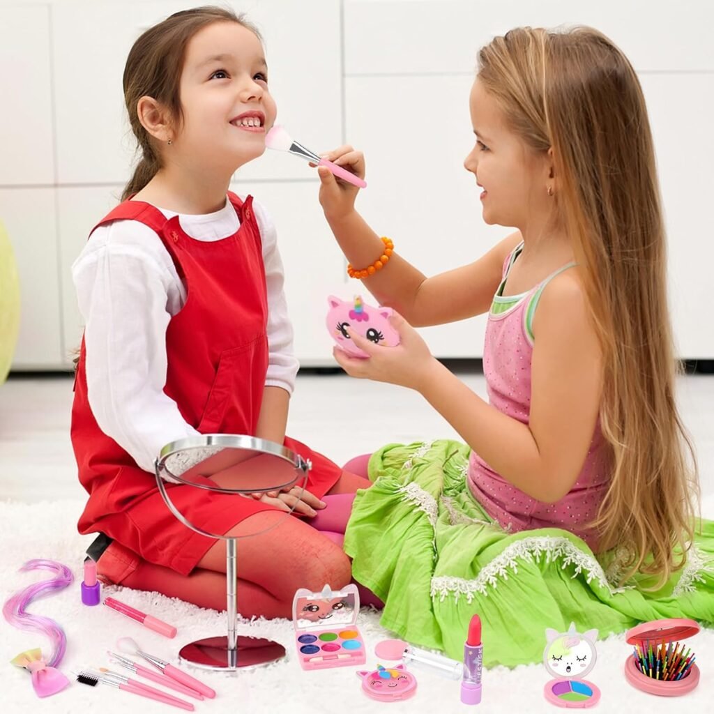 Kids Washable Makeup Girls Toys - Girls Makeup Kit for Kids Make up Set Real Makeup for Kid Little Girls Toddlers Children Princess Christmas Birthday Gifts Toys for 3 4 5 6 7 8 9 10 Year Old Girls