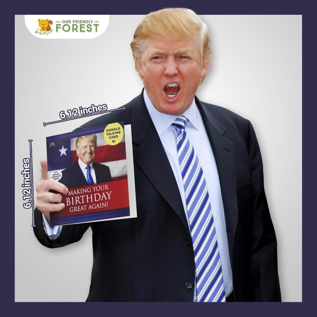 OUR FRIENDLY FOREST Talking Trump Birthday Card with Trumps REAL Voice - Trump Birthday Cards for Men, Donald Trump Gifts for Men, Funny Birthday Card for Women (Red)