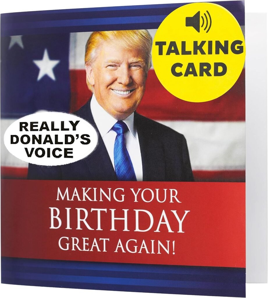 OUR FRIENDLY FOREST Talking Trump Birthday Card with Trumps REAL Voice - Trump Birthday Cards for Men, Donald Trump Gifts for Men, Funny Birthday Card for Women (Red)