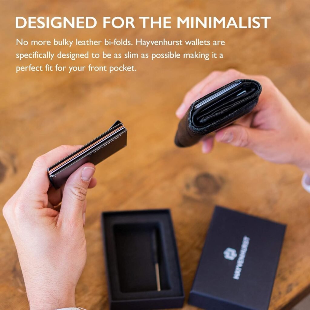 Hayvenhurst Wallet For Men - Reinvented Design Mens Wallet - Slim, Minimalistic  Seamless, Blocks RFID Scanners with a Money Clip (Carbon Fiber)
