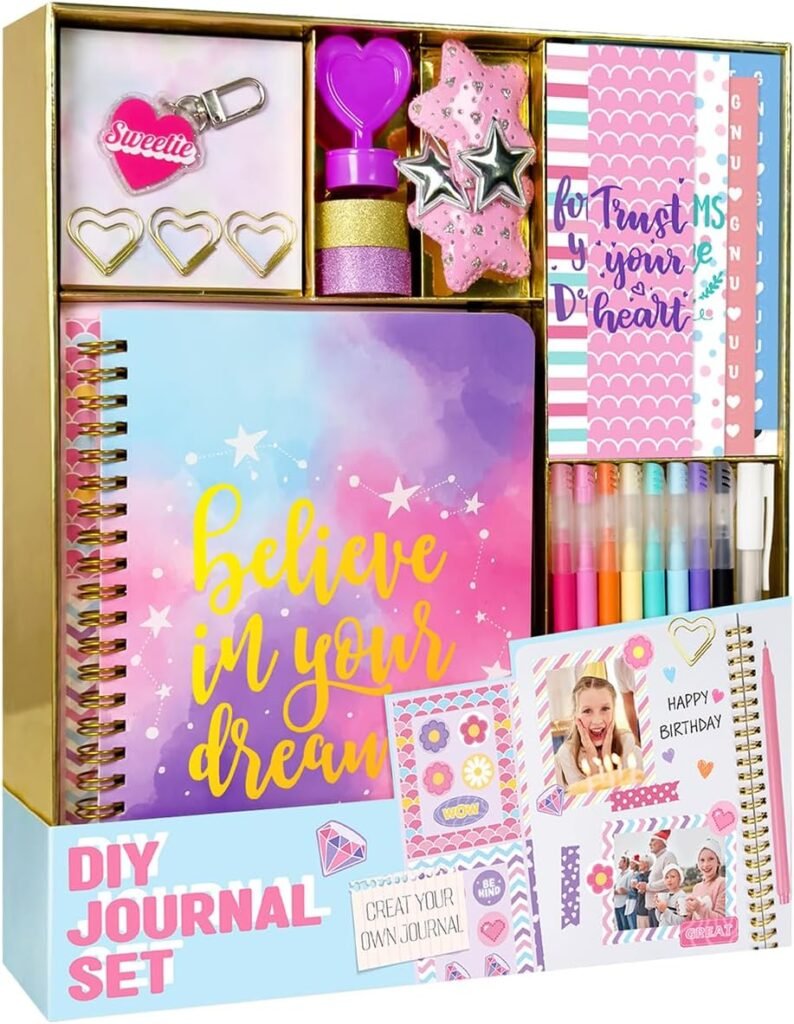 DIY Journal Kit for Girls - DIY Journal Set for Tween  Teen Girls, Stationery Set, Scrapbook  Diary Supplies Set, Journaling Art Crafts Kit, Ideal Gifts for 8 9 10 11 12 13 14 Year Old Girl