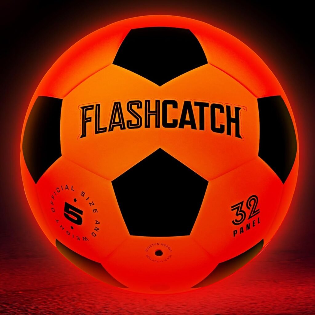 Light Up Soccer Ball - Glow in The Dark - NO 5 - Sports Gear Easter Gifts for Boys  Girls 8-15+ Year Old - Kids, Teens Gift Ideas - Cool Boy Toys Ages 8 to 15 Glowing Night Activity