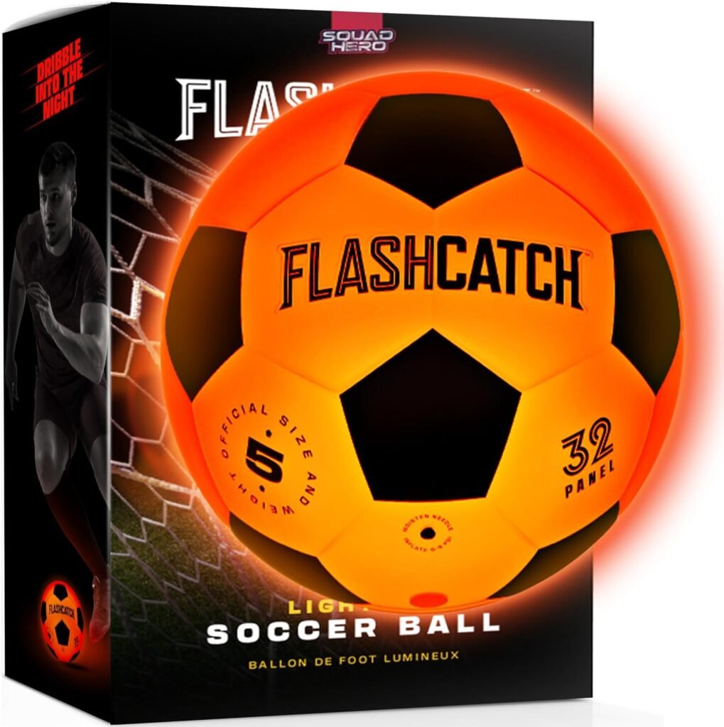 Light Up Soccer Ball - Glow in The Dark - NO 5 - Sports Gear Easter Gifts for Boys  Girls 8-15+ Year Old - Kids, Teens Gift Ideas - Cool Boy Toys Ages 8 to 15 Glowing Night Activity