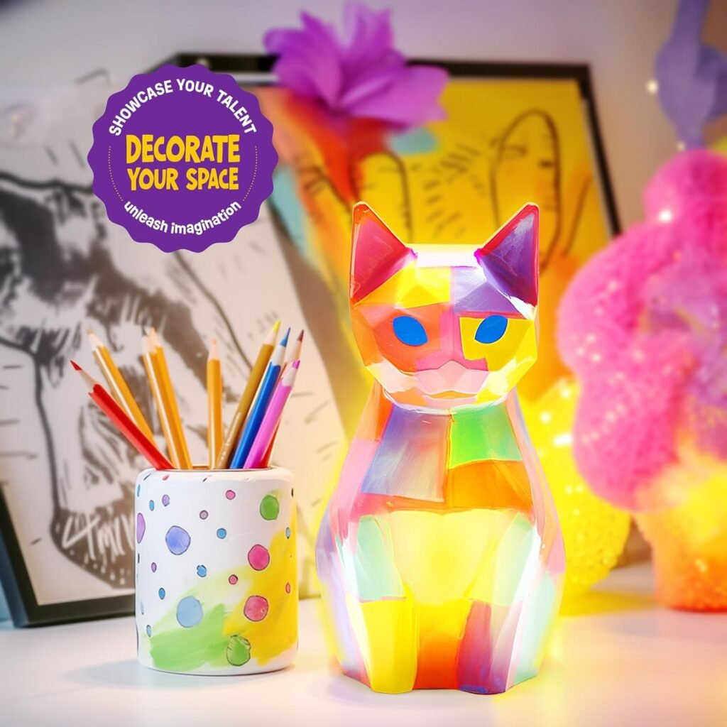 Paint Your Own Cat Lamp Kit, Art Supplies Arts  Crafts Kit, Painting kit for Kids 6-12, Arts and Crafts for Kids Ages 8-12, Toys Girls Boy Birthday Gift Ages 3 4 5 6 7 8 9 10 11 12+