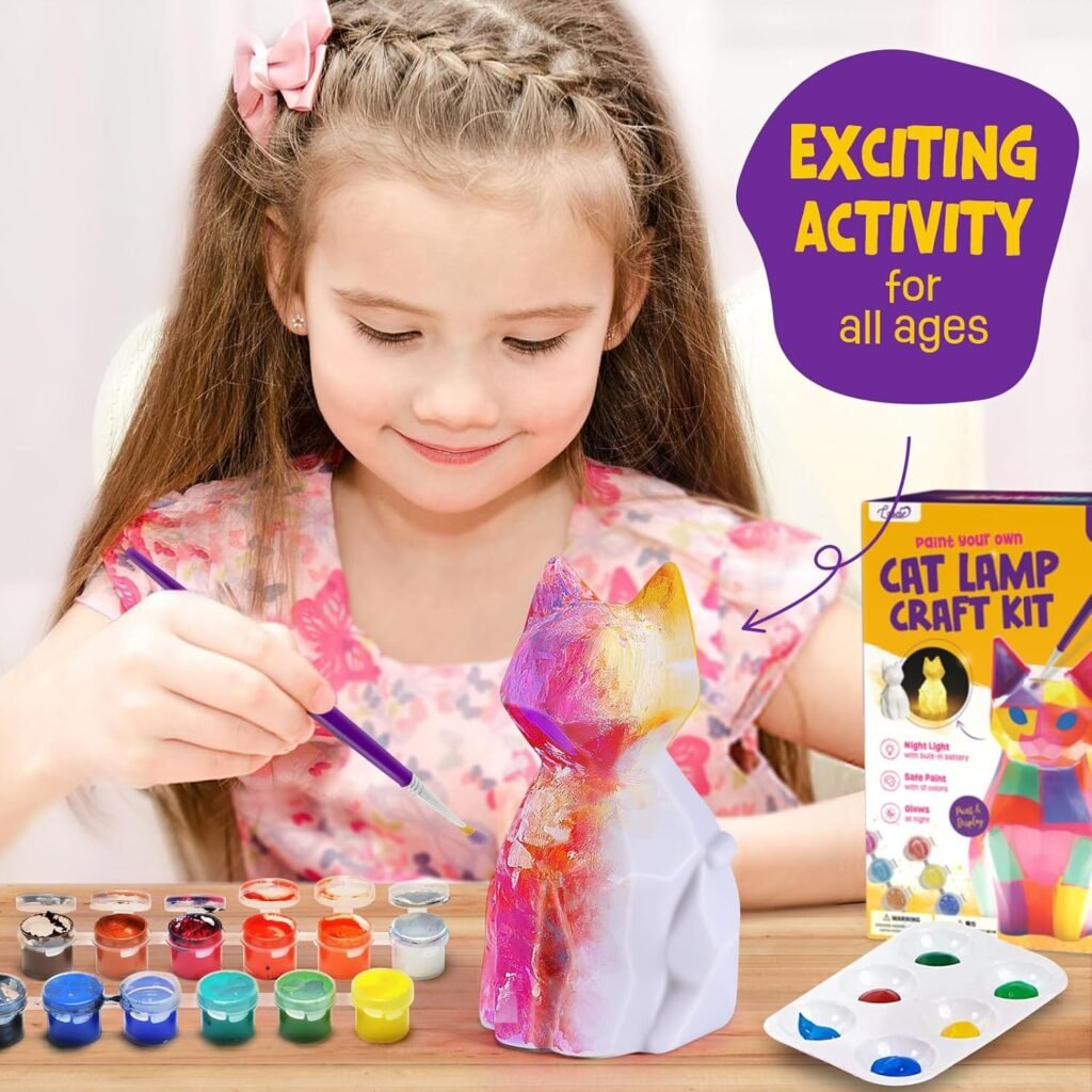 Paint Your Own Cat Lamp Kit, Art Supplies Arts  Crafts Kit, Painting kit for Kids 6-12, Arts and Crafts for Kids Ages 8-12, Toys Girls Boy Birthday Gift Ages 3 4 5 6 7 8 9 10 11 12+