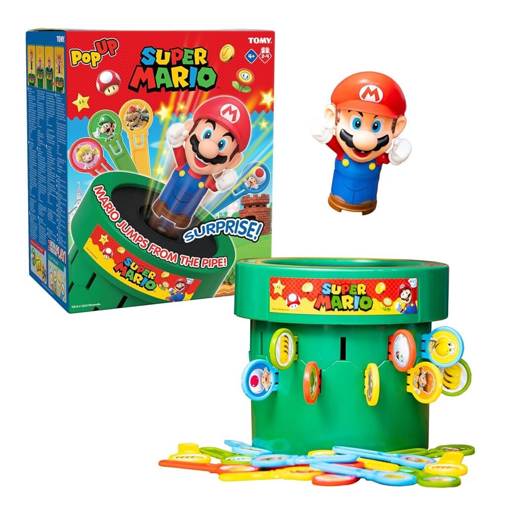 TOMY Pop Up Super Mario Family and Preschool Kids Board Game, 2-4 Players, Suitable for Boys  Girls Ages 4+