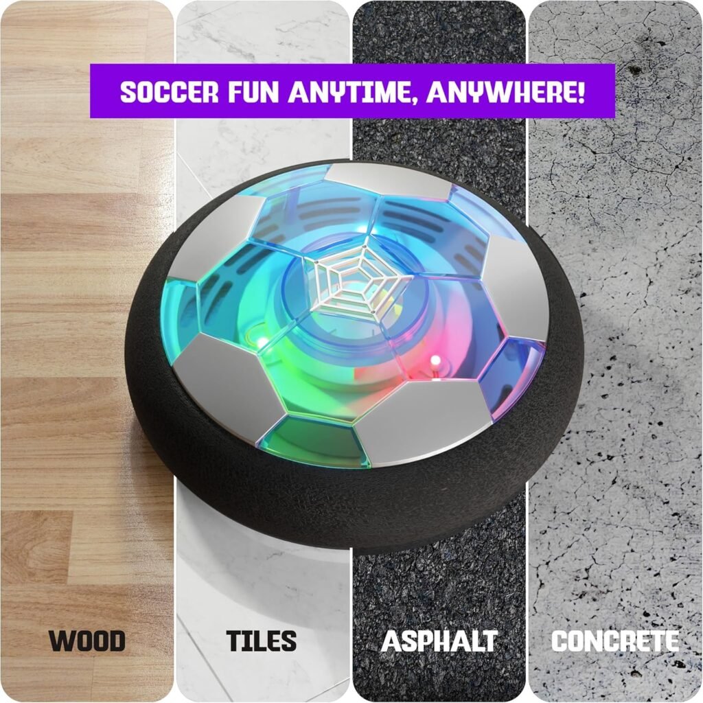 Hover Soccer Ball for Kids - Boy Birthday Gifts - Indoor Toy Games Easter Gift for Boys Age 6, 7, 8, 9, 10, 11, 12 Year Old - Light-Up Toys Game for Kid - 6-8, 8-12 - Gift for 8 Year Olds (Single)