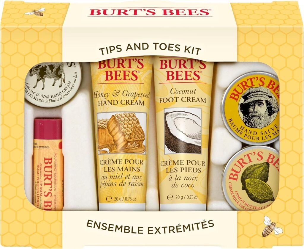 Burts Bees Gifts Ideas - Essential Everyday Beauty Set, 5 Travel Size Products - Deep Cleansing Cream, Hand Salve, Body Lotion, Foot Cream and Lip Balm