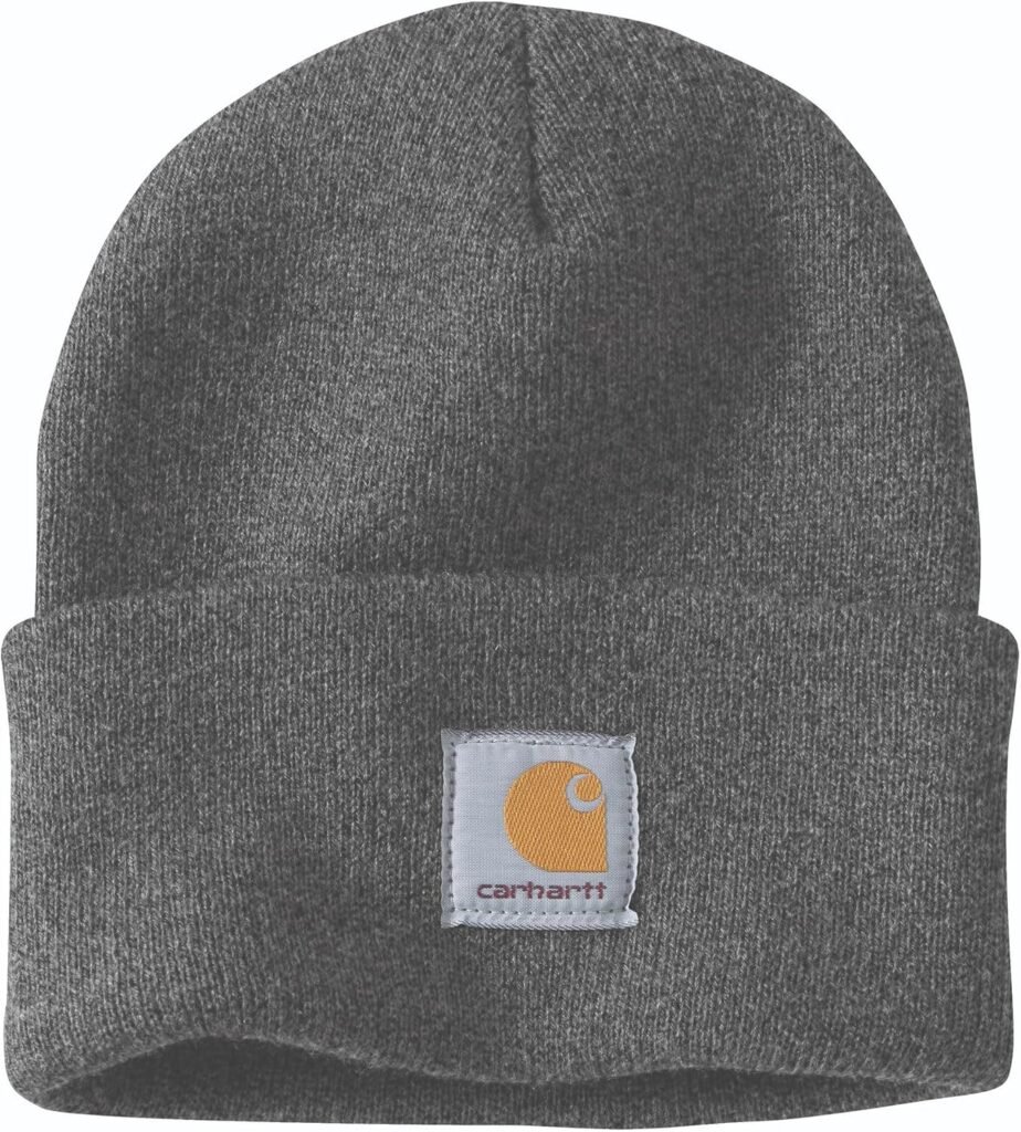 Carhartt Mens Knit Cuffed Beanie, Coal Heather, One Size at Amazon Men’s Clothing store: Cold Weather Hats