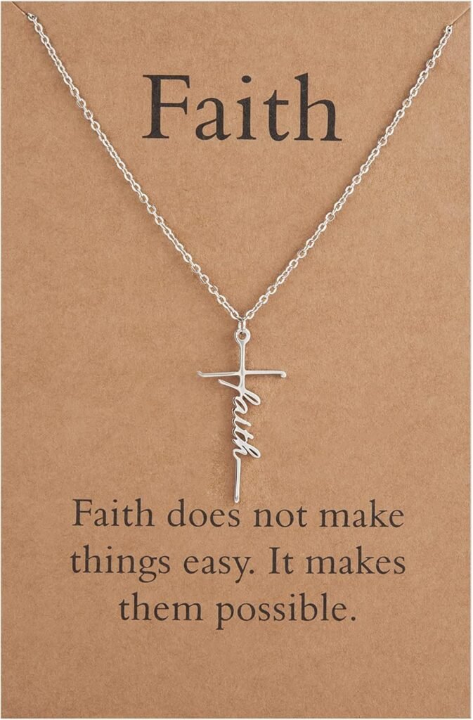 Lcherry Faith Cross Pendant Necklace for Women Religious Christian Jewelry Mothers Day Gifts for Women