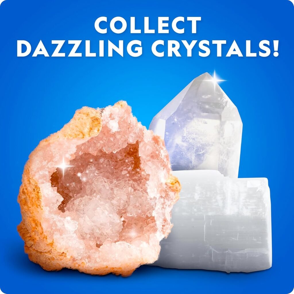 Rock Collection Box for Kids – 300+ Piece Gemstones and Crystals Set Includes Geodes and Real Crystals, Rocks and Minerals, Science Kit for Kids, A Geology Gift for Boys and Girls