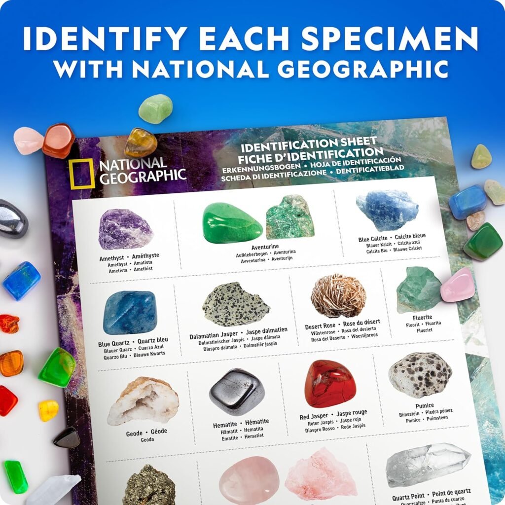 Rock Collection Box for Kids – 300+ Piece Gemstones and Crystals Set Includes Geodes and Real Crystals, Rocks and Minerals, Science Kit for Kids, A Geology Gift for Boys and Girls